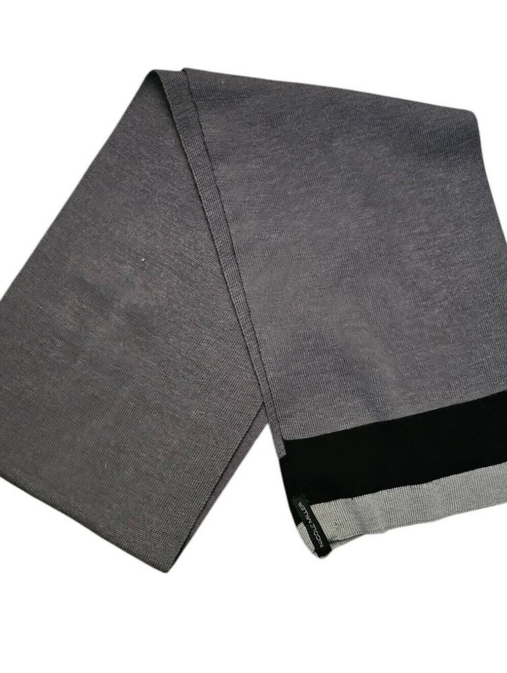 Nicole Miller Womens Black White Gray Color Block Wool Winter Scarf Lightweight